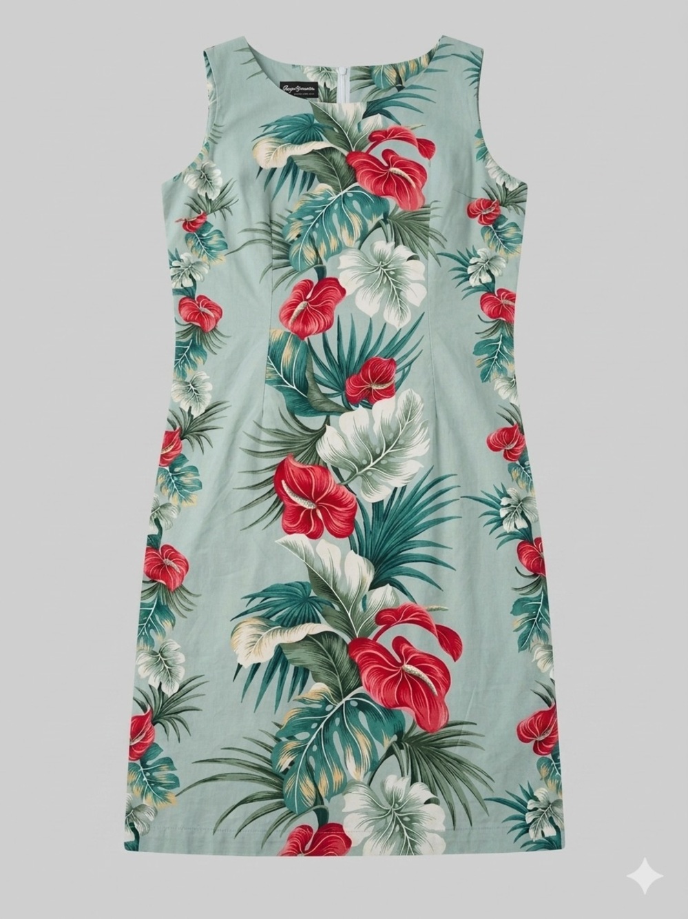 Vintage 90s Shannon Marie Hawaii Anthurium Tropical Shift Dress L